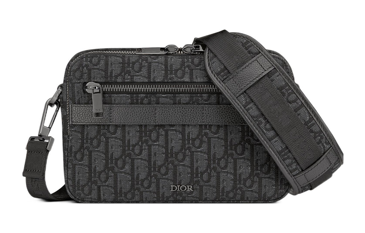 DIOR Grained Calfskin Messenger Bag, Shoulder Bag, Crossbody Bag Men's Black