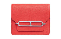 HERMES Roulis Goatskin Wallet Women's Texas Rose Pink