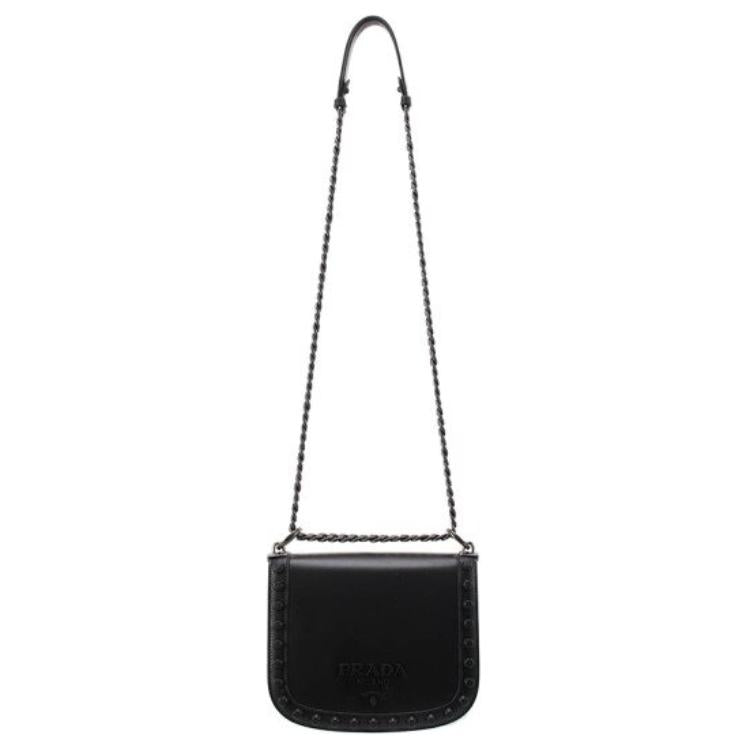 PRADA Calfskin Crossbody Bag Shoulder Bag Women's Black