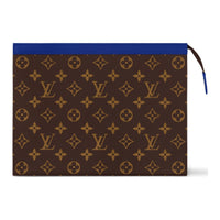 LOUIS VUITTON Monogram Macassar Coated Canvas Clutch Medium Size Men's Blue