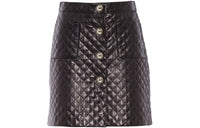 MIU MIU SS22 Leather Short Skirts Women's Black