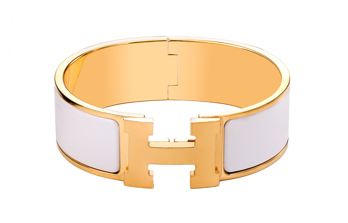 HERMES Gold Plated Bangles Women's White Gold