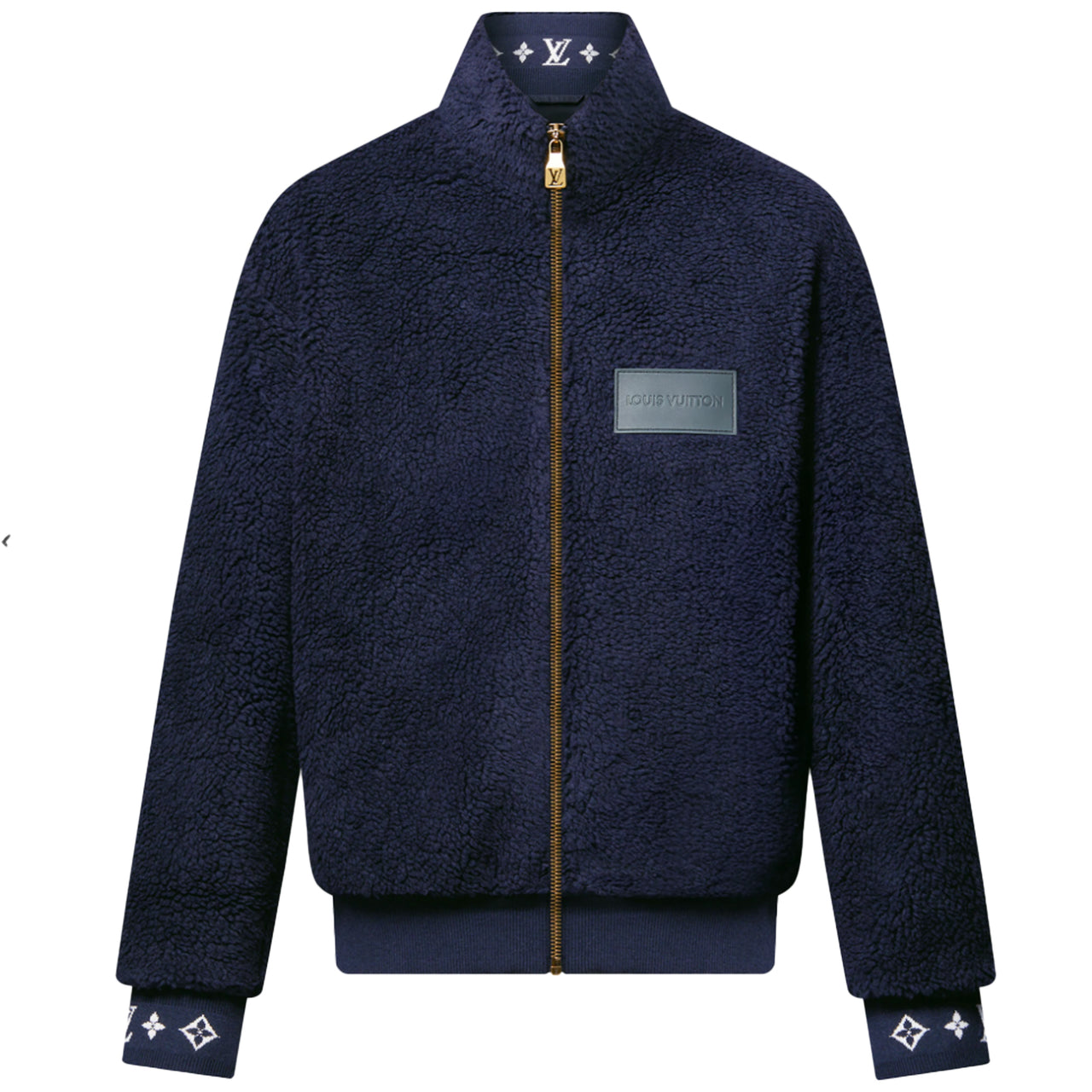 LOUIS VUITTON Leather Patch Fleece Blouson