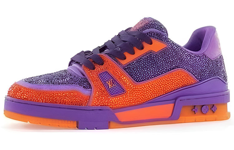 LOUIS VUITTON Trainer Low Top Stylish Skateboarding Shoes Men's Purple Orange