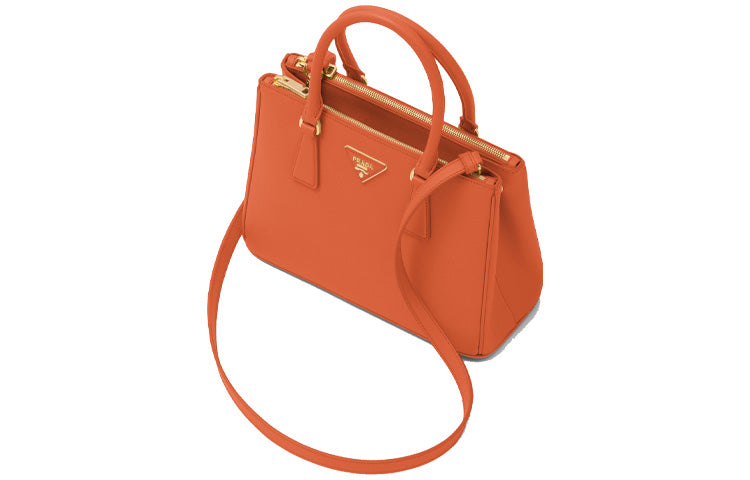 PRADA Galleria Killer Bag Leather Handbag Medium Size Women's Orange