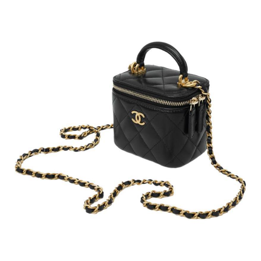 CHANEL Sheepskin Box Bag, Handbag, Shoulder Bag, Crossbody Bag Small Size Women's Black