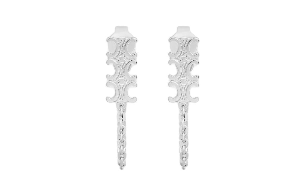 CELINE Brass Earrings Women's Silver