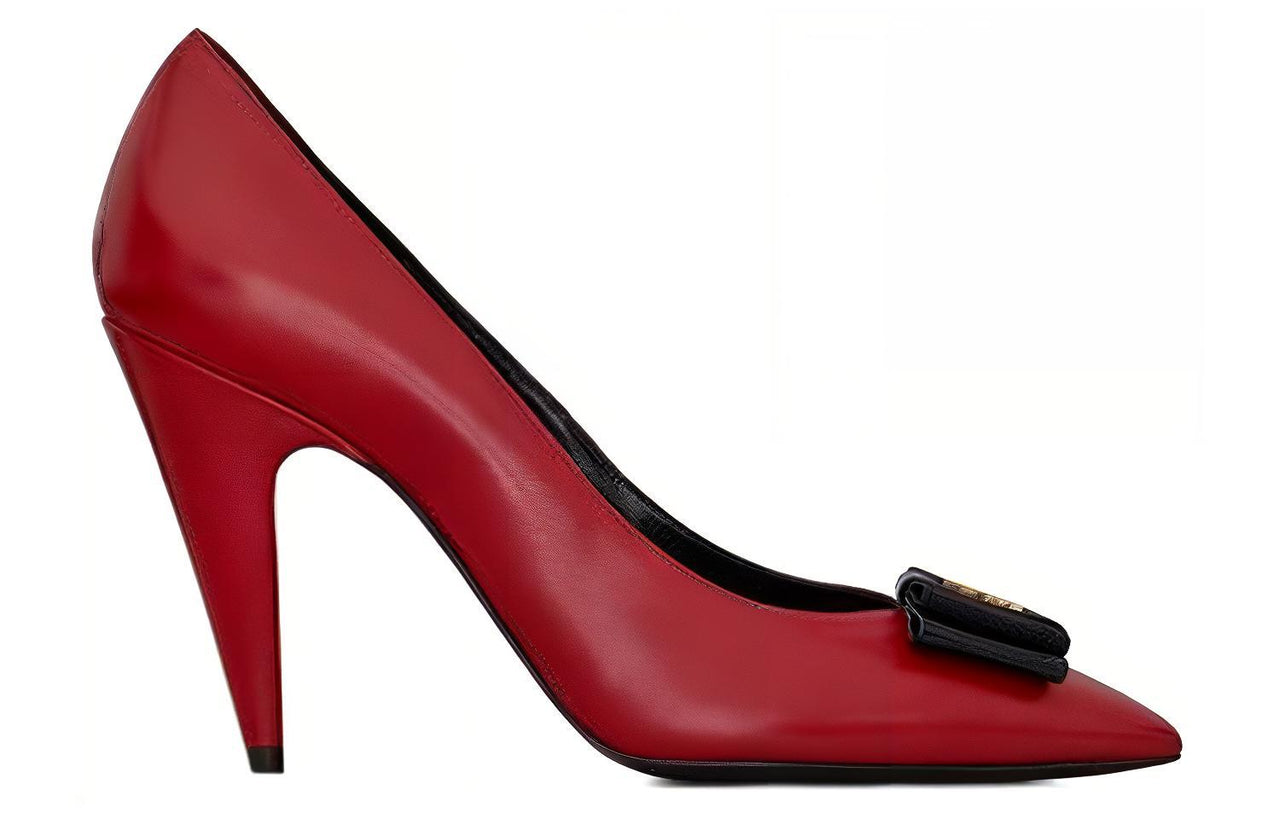 SAINT LAURENT Anais Cone Heel High Heels Women's Vibrant Red