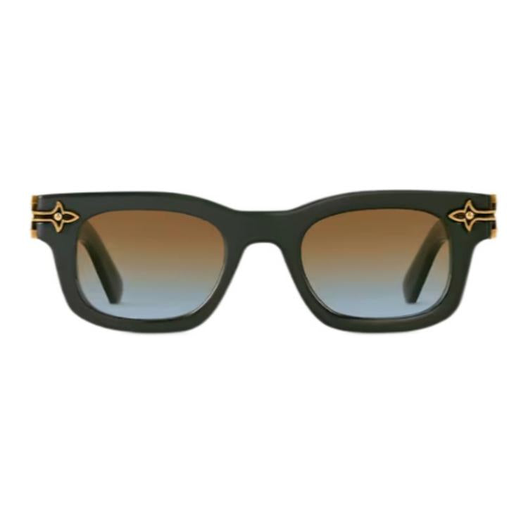 LOUIS VUITTON Acetate Metal Enamel Square Sunglasses Women's Black