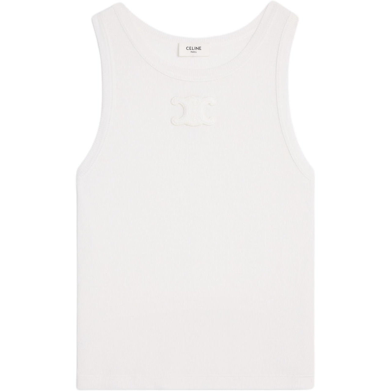 CELINE Triomphe Tank Top In Ribbed Silk Jersey