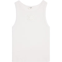 CELINE Triomphe Tank Top In Ribbed Silk Jersey