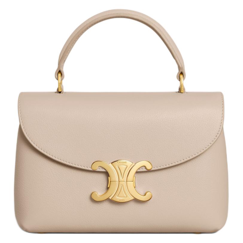 CELINE Soft Cow Leather Shoulder Bag, Crossbody Bag, Handbag Women's Oats Beige