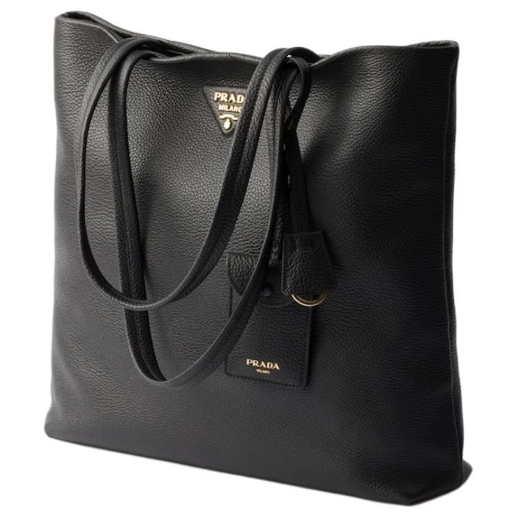 PRADA Calfskin Tote Bag, Shopping Bag, Handbag, Shoulder Bag Tubas Women's Black