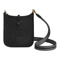 HERMES Evelyne Clemence Bullock Leather Ivorie Shoulder Bag Crossbody Bag Women's Black