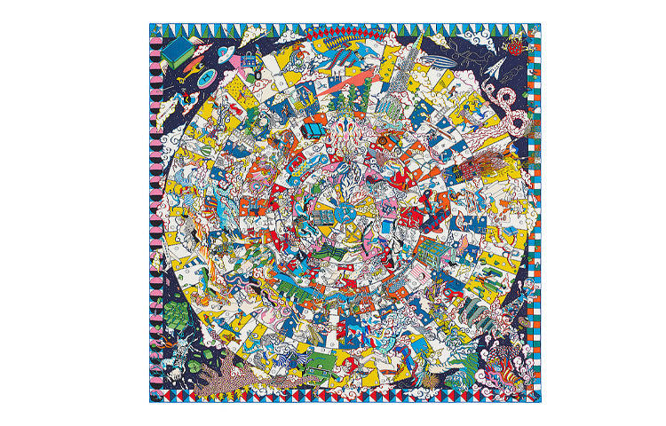 HERMES Shawls Unisex Blue Yellow/Multicolor