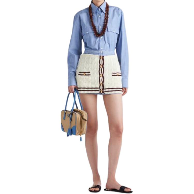 PRADA Striped Straight Hem Mini Skirt