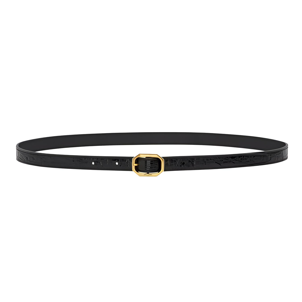 SAINT LAURENT Cow Leather Leather Belts Women's Black Width: 1.5cm