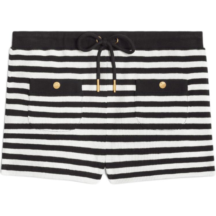 CELINE Marinière Mini Shorts In Ribbed Cotton Jersey