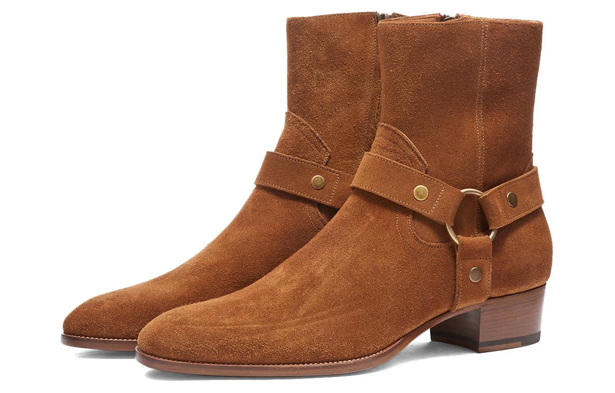 SAINT LAURENT Wyatt Harness Ankle Boots