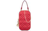 DIOR Lady Dior Sheepskin Smartphone Pocket Cell Phone Pouch Women's Overripe Plum Color