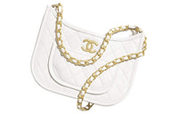 CHANEL Calfskin Hobo Bag, Crossbody Bag, Shoulder Bag Women's White
