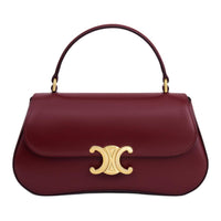 CELINE Calfskin Shoulder Bag, Crossbody Bag, Handbag Women's Light Burgundy