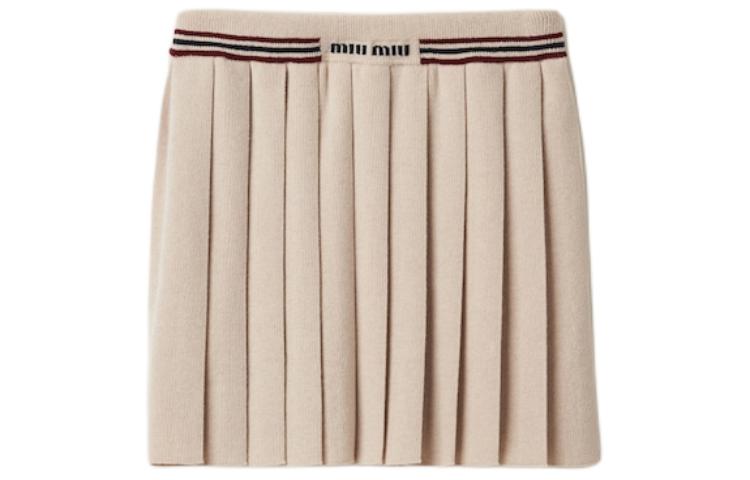 MIU MIU Pleated Knitted Cashmere Miniskirt