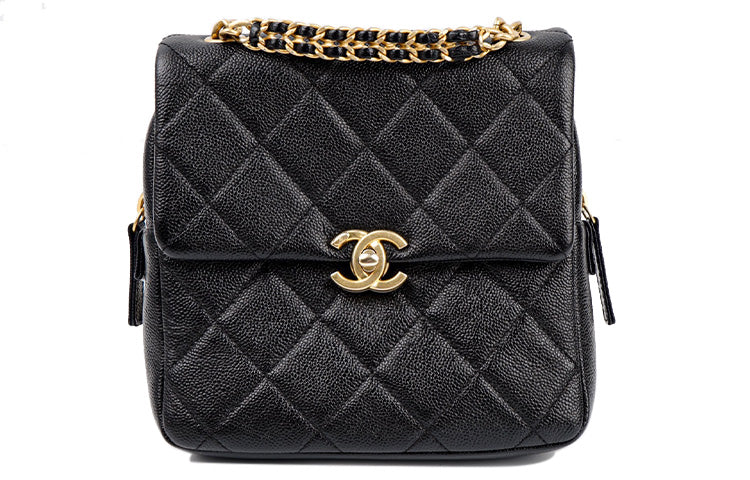 CHANEL 22P Cow Leather Backpack Women's Black