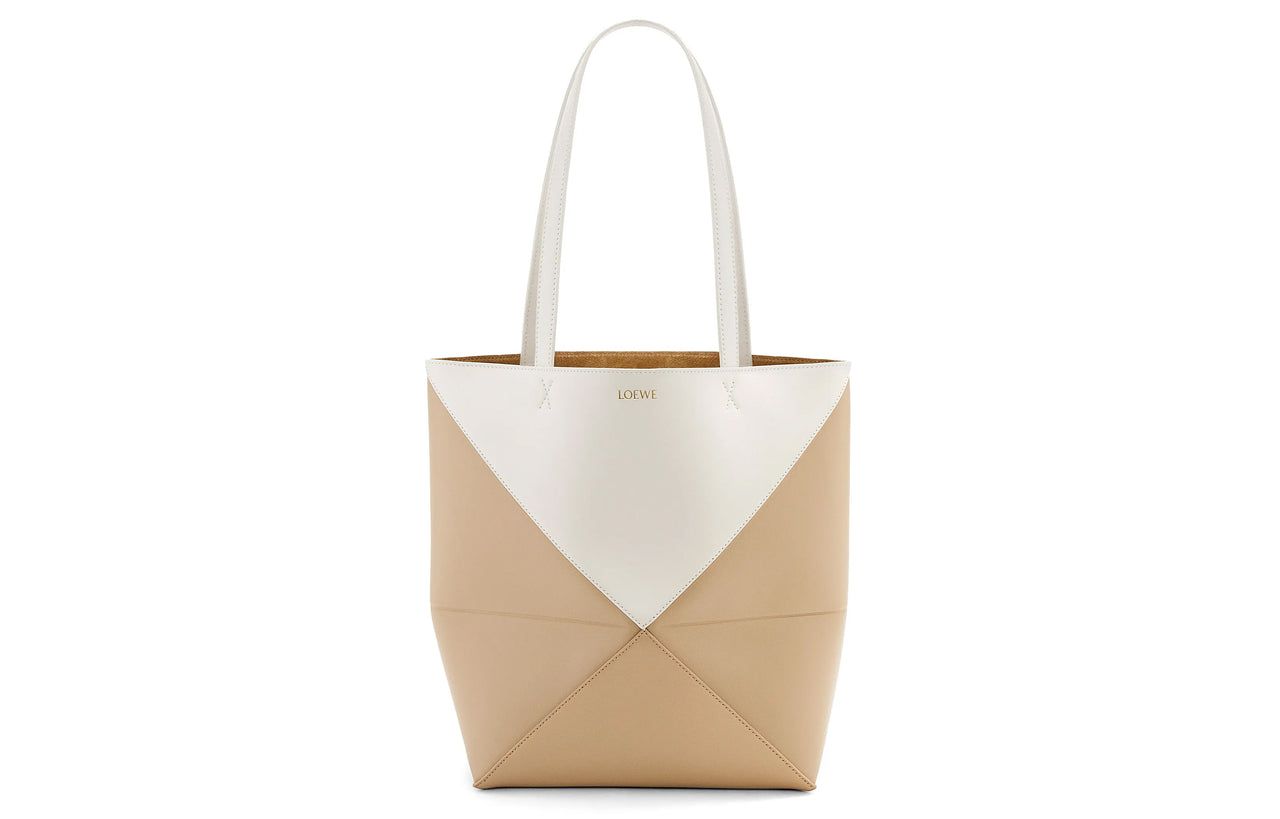 LOEWE Shiny Cow Leather Tote Bag, Shopping Bag, Handbag Regular Women's Soft White With Paper Craft