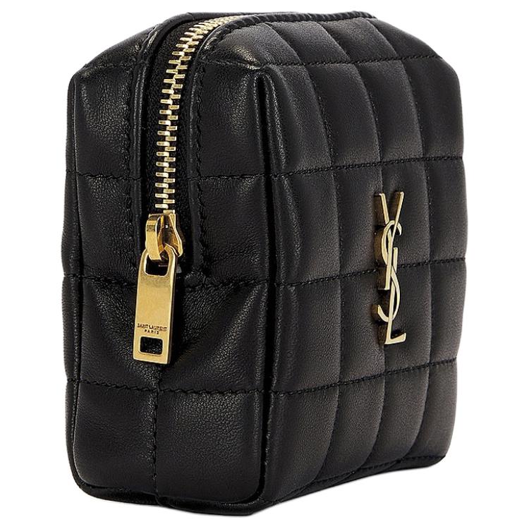 SAINT LAURENT Quilted Leather Clutch Mini Women's Black