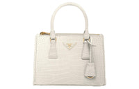 PRADA Galleria Killer Bag Crocodile Leather Shoulder Bag Crossbody Bag Handbag Small Size Women's White