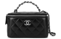 CHANEL Bright Wrinkled Calfskin Shoulder Bag Crossbody Bag Handbag Women's Black