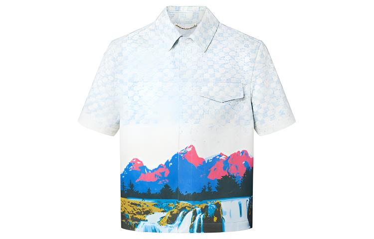 LOUIS VUITTON Landscape Short Sleeved Denim Shirt