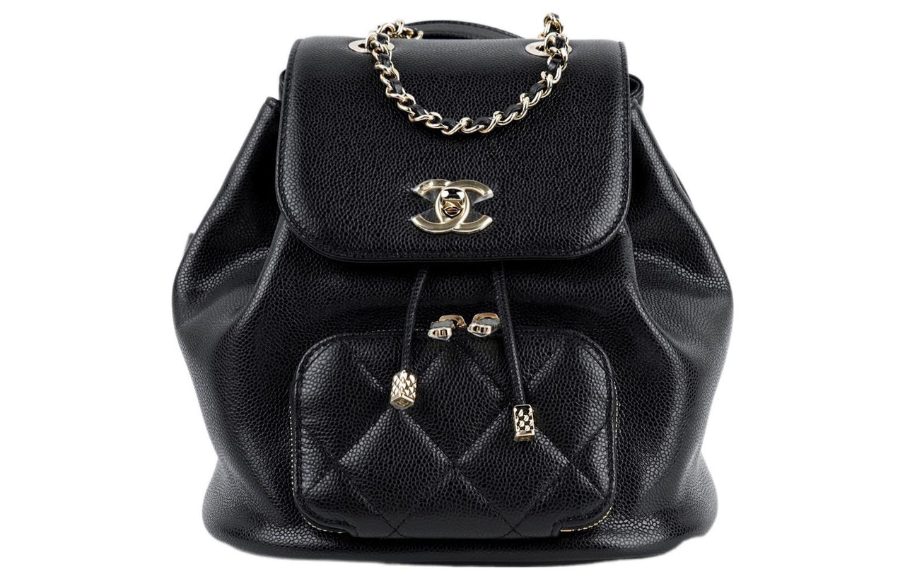 CHANEL Cow Leather Backpack Small Size Women's Black
