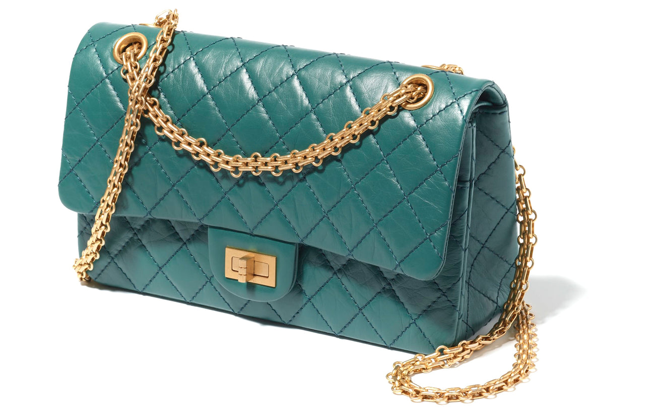 CHANEL 2.55 Calfskin Handbag Shoulder Bag Crossbody Bag Women's Green