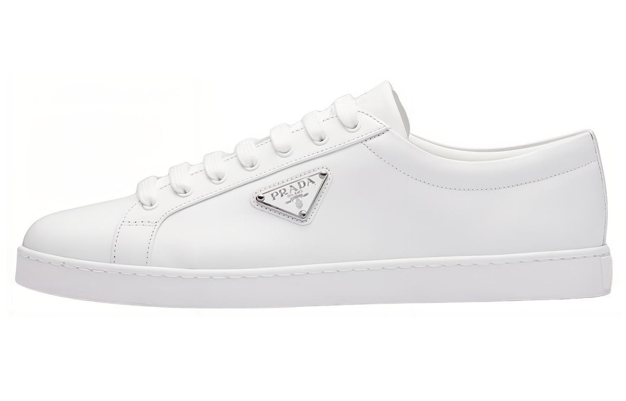 PRADA Brushed Sneakers Leather White White