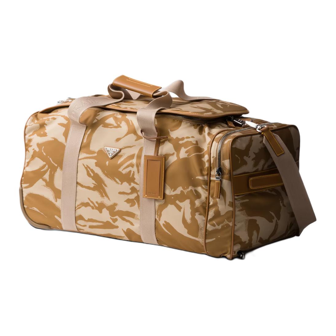 PRADA Nylon With Leather Handbag Travel Bag Women's Khaki