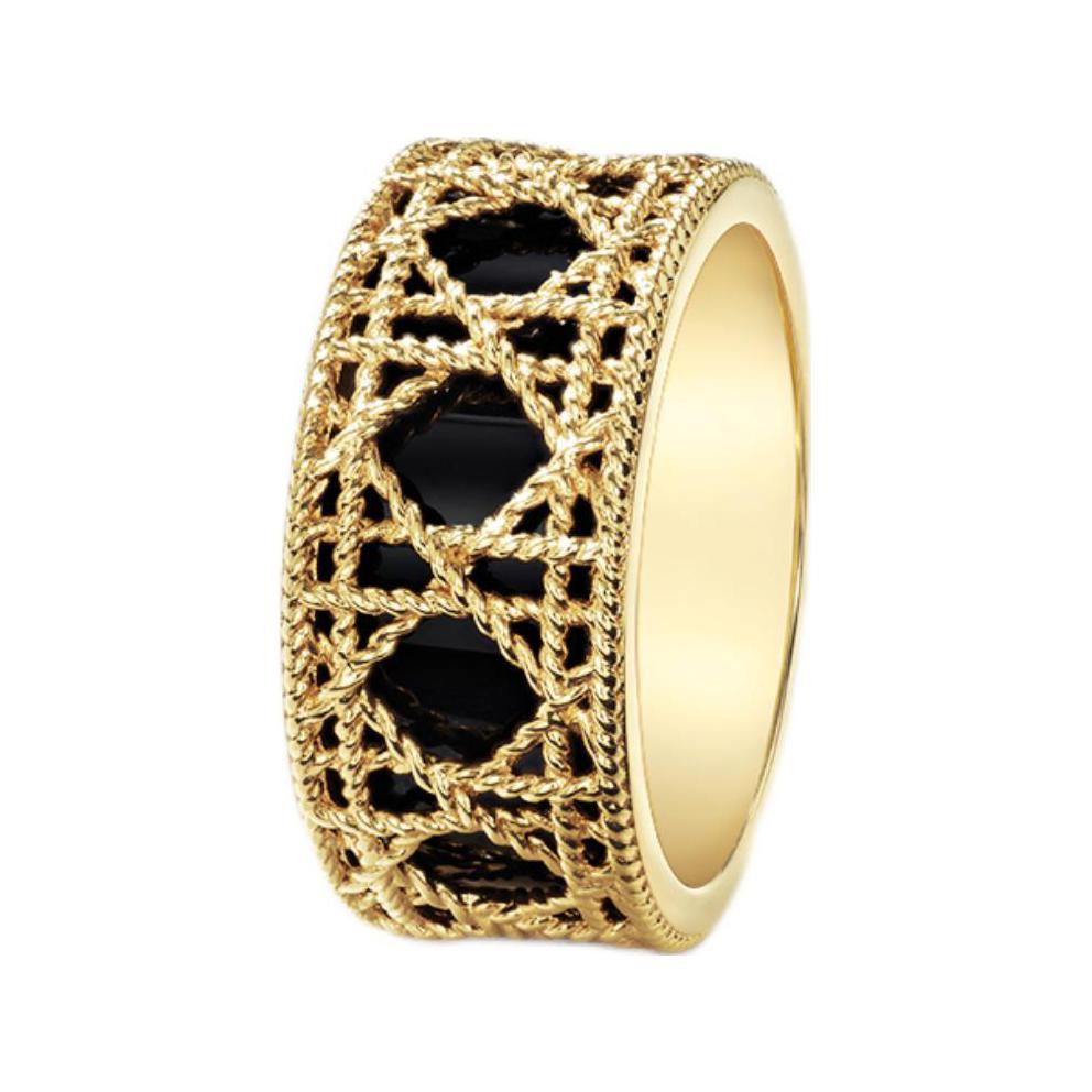 DIOR 18K Gold Black Coated Rings Unisex Gold
