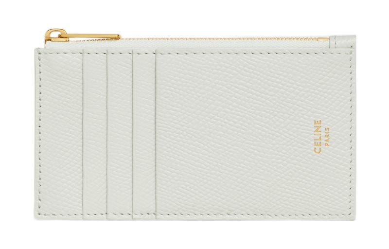 CELINE Grained Calfskin Card Holder Small Size Women's Light Green