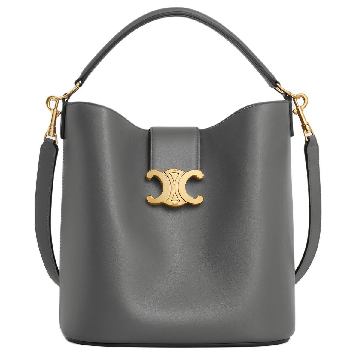 CELINE Calfskin Shoulder Bag, Crossbody Bag, Handbag Medium Size Women's Anthracite