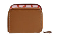 HERMES Silk'In Evercolor With Barenia Calfskin Wallets Coin Purses Regular Women's Gold/Light Pink