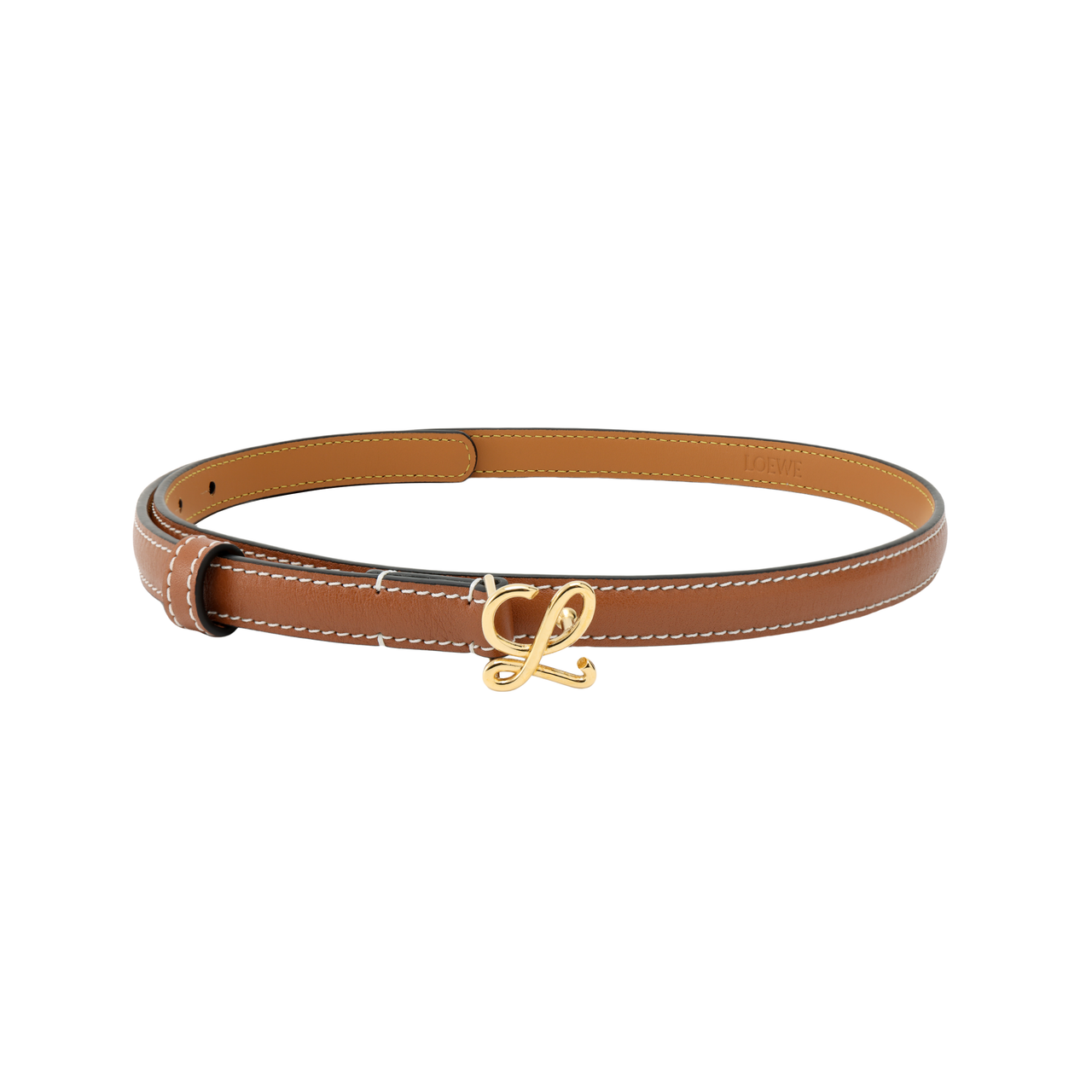LOEWE Cow Leather Belts Women's Tan Width 1.5cm