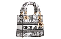 DIOR Lady D-Lite Embroidery Daisie Bag Shoulder Bag Crossbody Bag Handbag Mini Women's White/Black