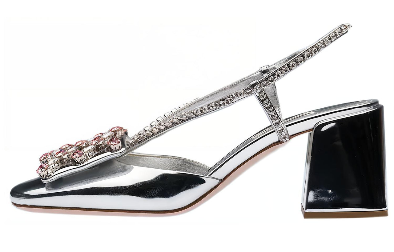 MIU MIU Chunky Heel High Heels Women's Silver