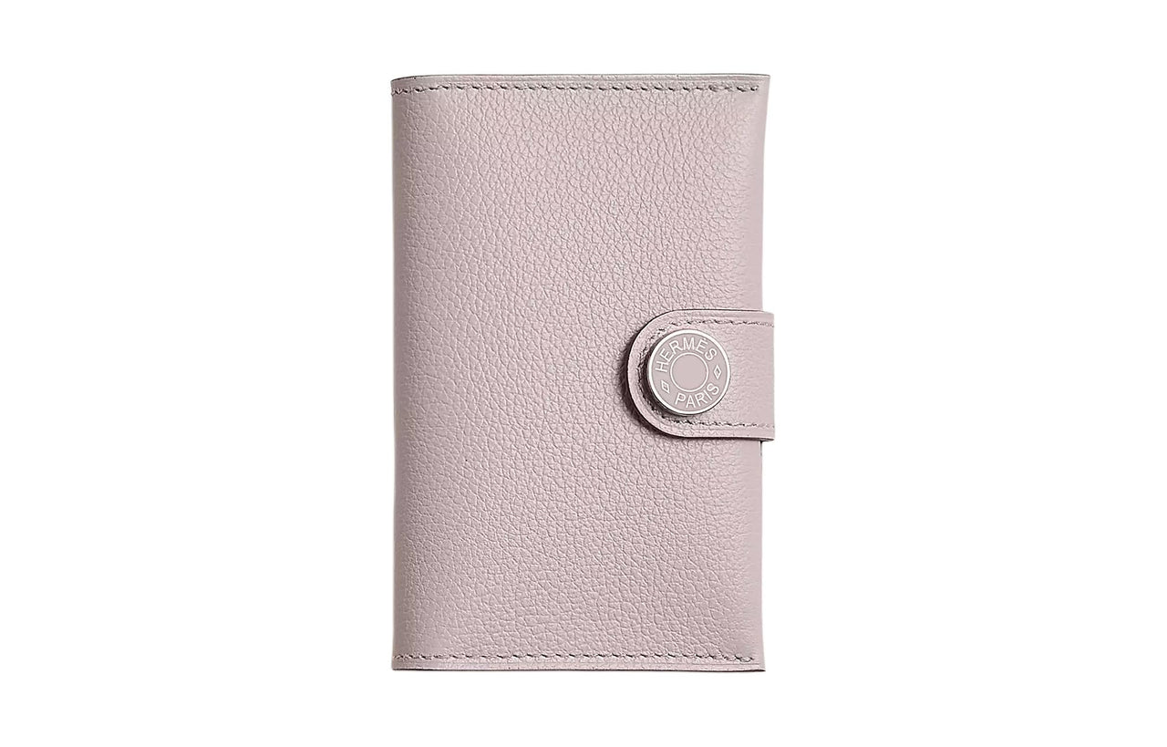HERMES R.M.S Evercolor Calfskin Card Holder Women's Light Purple Red