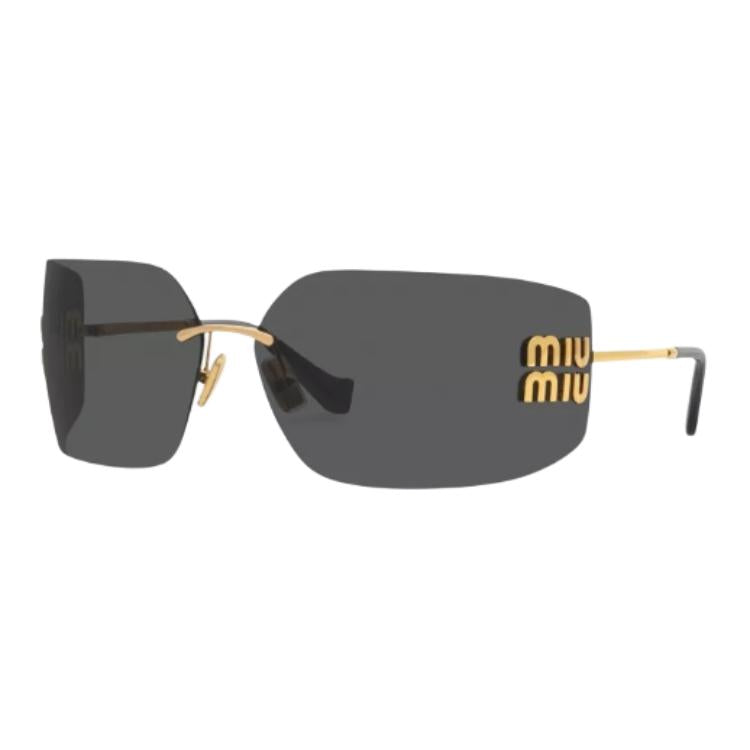MIU MIU Acetate Polyamide Metal Square Sunglasses Men's Gold/Black/Brown
