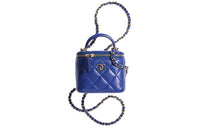 CHANEL Sheepskin Box Bag Shoulder Bag Crossbody Bag Mini Women's Royal Blue