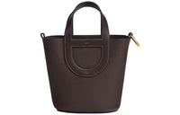 HERMES In The Loop Fortune Saddle Calfskin Pig Nose Basket Bag Bucket Handbag Women's Ebony