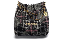 CHANEL 22K Fall And Winter 22Bag Woolen Tote Bag Shopping Bag Handbag Shoulder Bag Women's Gray Pink