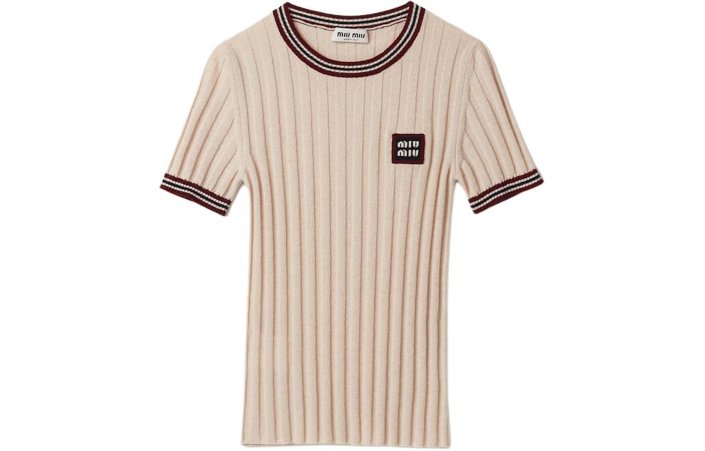 MIU MIU Logo appliqué Cashmere Top